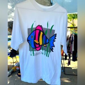 Vintage Jamaica T-shirt Fish Graphic Size XL Vtg Tourist Tee single stitch